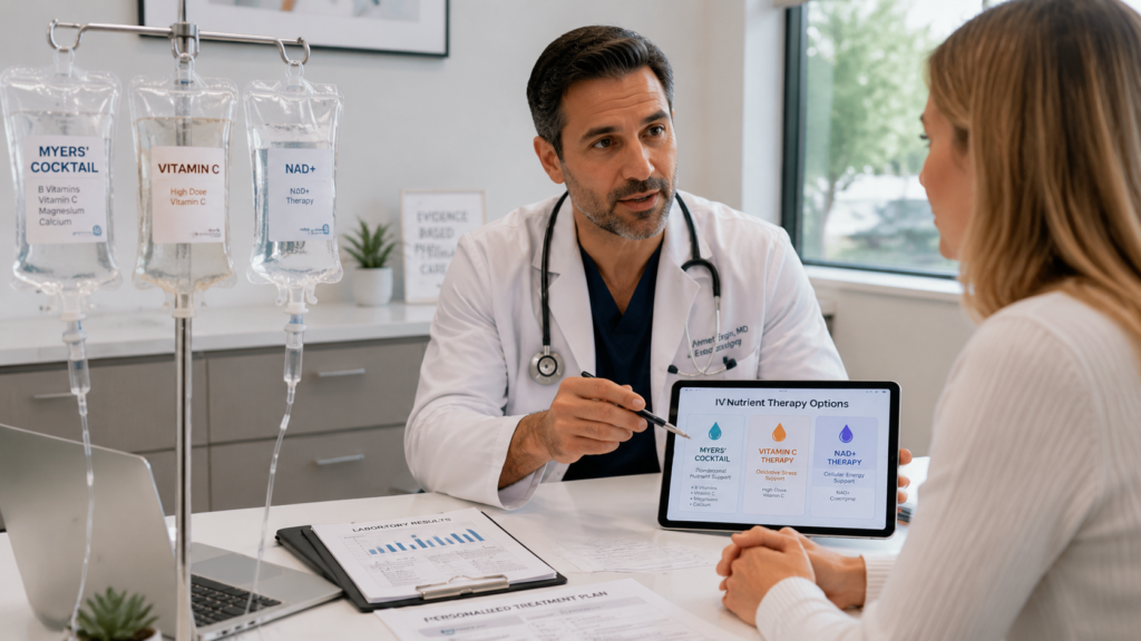 myers'cocktail vs. high-dose vitamin c vs. nad+ a treasure coast endocrinologist's guide to choosing the right iv drip